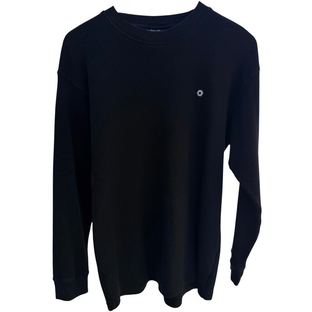 Southpole Thermal Shirt Men's L Black Waffle Knit Long Sleeve